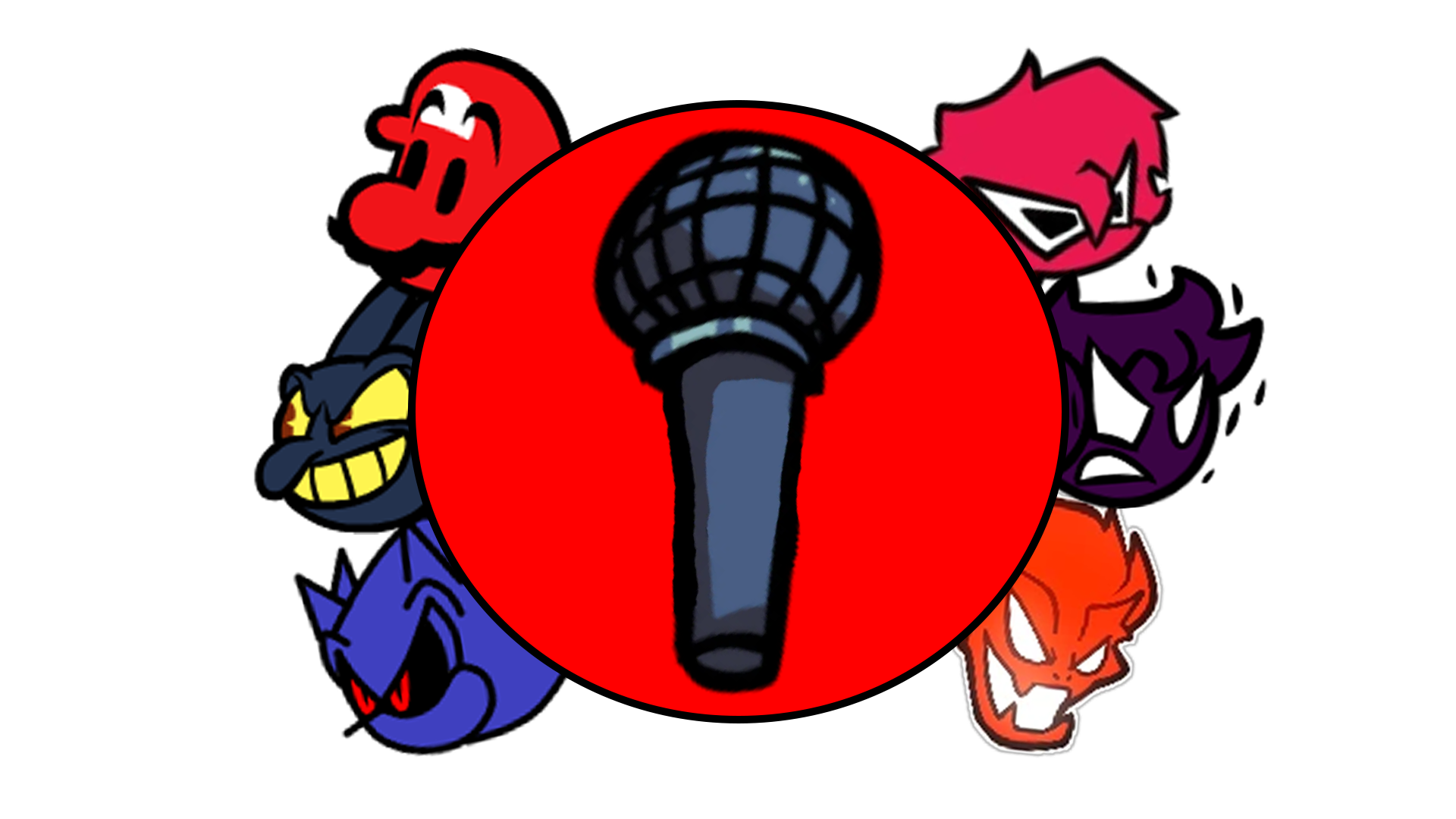 A graphic showcasing various icons of characters I am proficient in voicing.